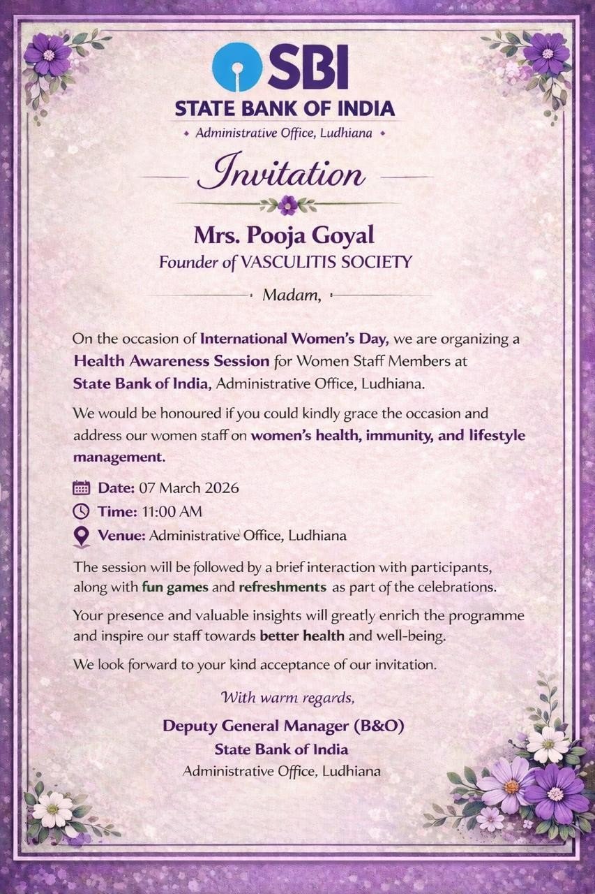 Vasculitis Awareness Program at SBI Bank Ludhiana — March 7, 2025