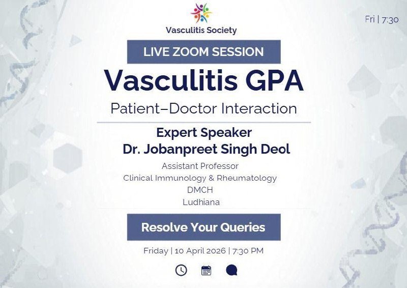 Vasculitis GPA Patient-Doctor Interaction — Live Zoom Session, April 10, 2026 with Dr. Jobanpreet Singh Deol